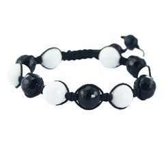 Shambala bracelet with black and white agate gemstones