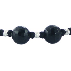 Shamballa bracelet with black agate and silver beads 2