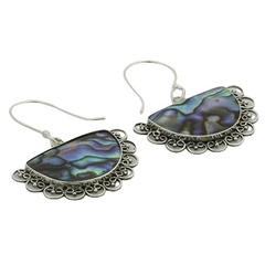 Abalone silver ornamented earrings 