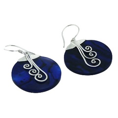 Blue abalone shell tendils earrings 