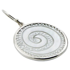 Twirled engraved MOP silver earrings 2