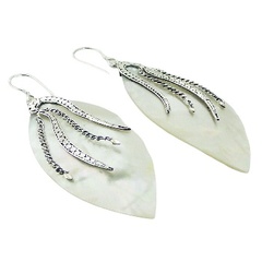 MOP wirework fringed silver earrings 