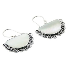Mother of pearl soldered silver earrings 