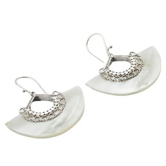 Festive semi-circle MOP silver earrings 