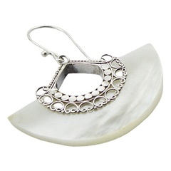 Festive semi-circle MOP silver earrings 2