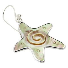 Star rainbow shell silver earrings 2