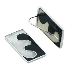 Modern black white puzzle earrings 