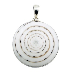 Nature inspired white conch shell design polished sterling silver pendant