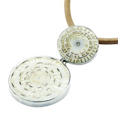 Two round shells silver pendant 
