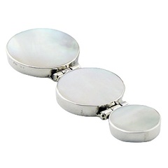 Stacked triple discs silver earrings 2