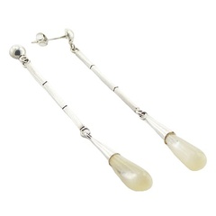 Fluted conical MOP silver earrings 