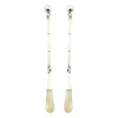 Fluted stick stunning conical mother of pearl long sterling silver stud earrings