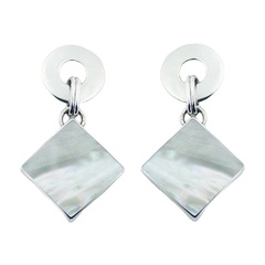 Donut post mother of pearl silver earrings 