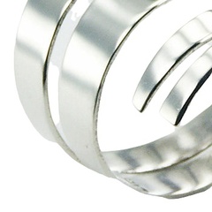 Double spiral growing width silver ring 2
