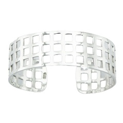 Silver bangle bracelet net pattern 