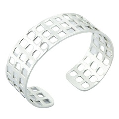 Silver cuff bracelet net pattern bangle