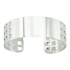 Net pattern silver bangle bracelet 