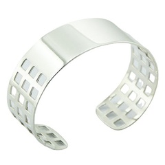 Net pattern sterling silver cuff bracelet