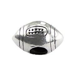 Sports themed authentic detailed american football sterling silver bead