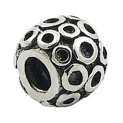 Balinese styled antiqued casted granulated polished sterling silver bead