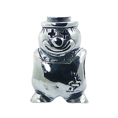 Humorous clown figure casted silver bead 