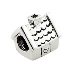 Cosy sweet loving home polished sterling silver 4.5mm bead