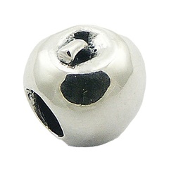 Delightful apple shaped smooth polished sterling silver bead