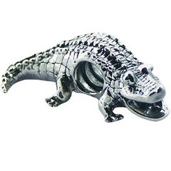 Crocodile detailed casted silver bead 2