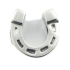 Open shape antiqued lucky horseshoe polished sterling silver bead
