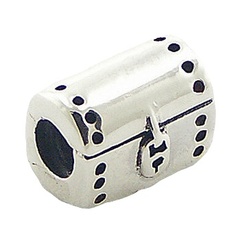 Shiny polished sterling silver treasure chest with lock bead