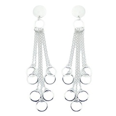Chains hoops silver long earrings 