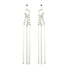 Slender sticks on post plain polished sterling silver chandelier earrings