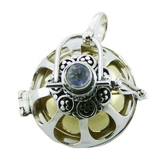 Silver harmony ball gemstone pendant 