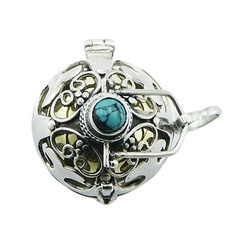 Silver harmony ball turquoise pendant 