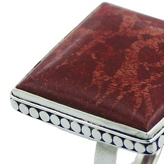 Square coral ornate soldered silver ring 3