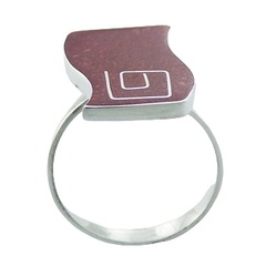 Red sponge coral wavy inlay silver ring 2