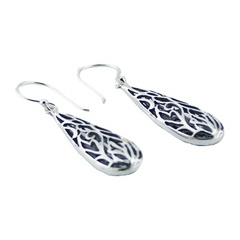 Leaf ajoure silver dangle earrings 