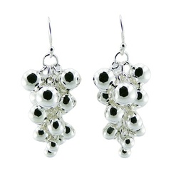 Cluster of spheres chic polished grape shaped sterling silver earrings