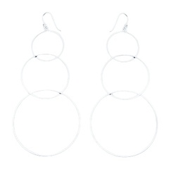 Extended length interlocked triple hoops polished sterling silver earrings