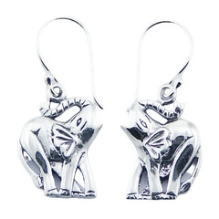 Animal themed elephant ornate casted polished sterling silver earrings