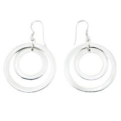 Dangle french wires double hoop polished sterling silver earrings