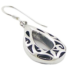 Ajoure drop shaped silver earrings 2