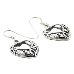 Vintage ajoure heart silver earrings 