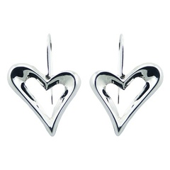 Modern asymmetrical cute 925 sterling silver open hearts earrings