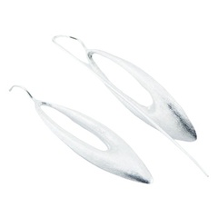 Marquise brushed silver earrings 