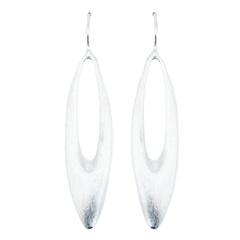 Marquise shaped brushed finish convexed sterling silver earrings