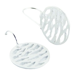 Disc waved brushed silver earrings 
