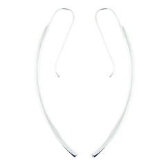 Minimalistic design curved polished sterling silver square wire sticks drop earrings