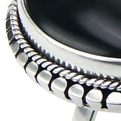 Black agate hand soldered silver ring 2