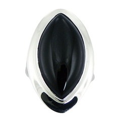 Marquise shaped black agate silver ring 2